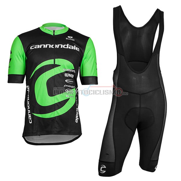 Abbigliamento Ciclismo Cannondale Factory Rancing Manica Corta 2018 Verde e Nero